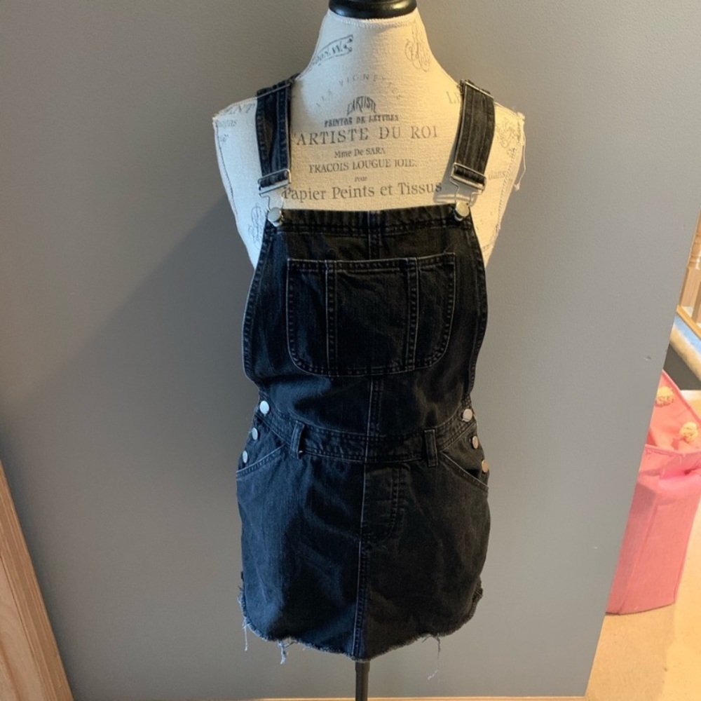 Black ASOS Denim Overall Dress Size 0 - Picture 1 of 7
